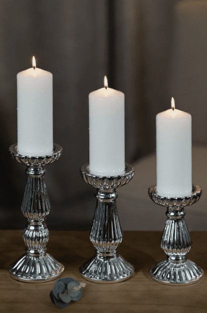 Staggered Pillar Christmas Candle Holder Set 3pc