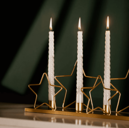 Gold Star Christmas Taper Candle Holder