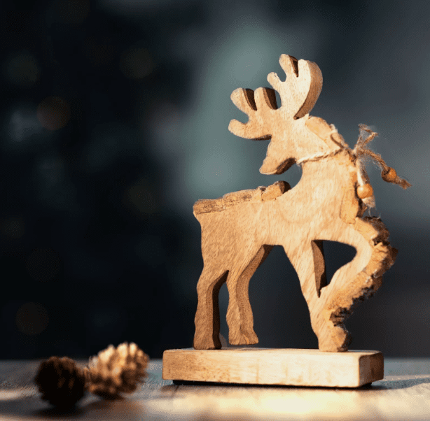 Wooden Reindeer Christmas Ornament