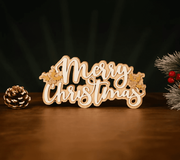 Wooden "Merry Christmas" Sign Christmas Decoration