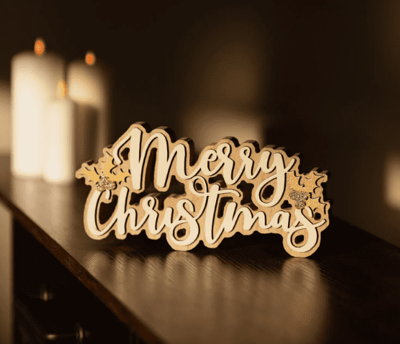 Wooden "Merry Christmas" Sign Christmas Decoration