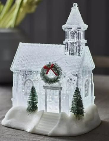 Christmas LED Church Village Scene Snowglobe Decoration
