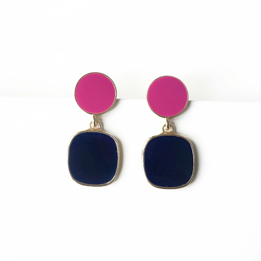 Madison Navy Enamel Drop Earrings