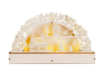 Light Up Wooden Village Christmas Candle Bridge Scene