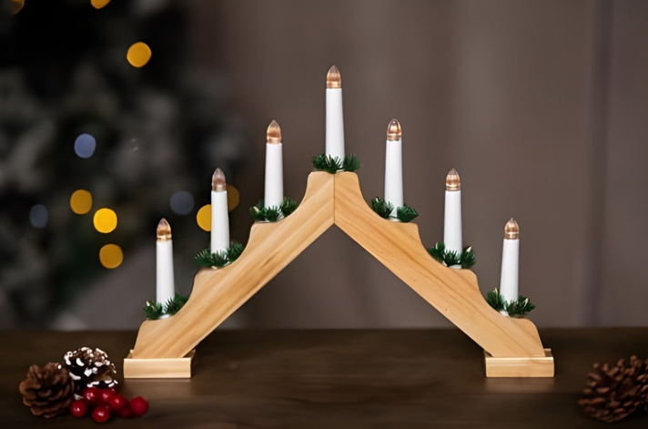Natural Wooden LED Christmas Candle Bridge