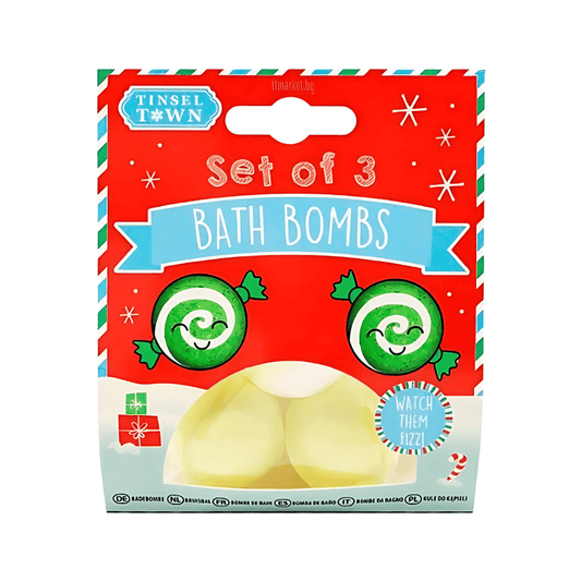 Wholesale Set of 3 Green Christmas Bath Bombs - (Case of 12)