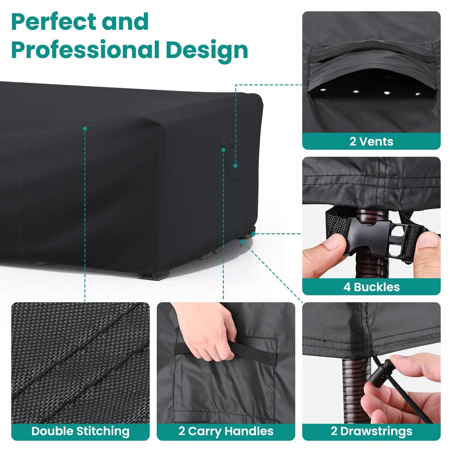 Garden Furniture Cover 600D Oxford Heavy Duty Anti-UV, Tear-Resistant Waterproof Outdoor Sofa Cover for Lawn Table Chair