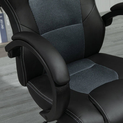 High-Back Office Chair Faux Leather Swivel Computer Desk Chair For Home Office With Wheels Armrests Black
