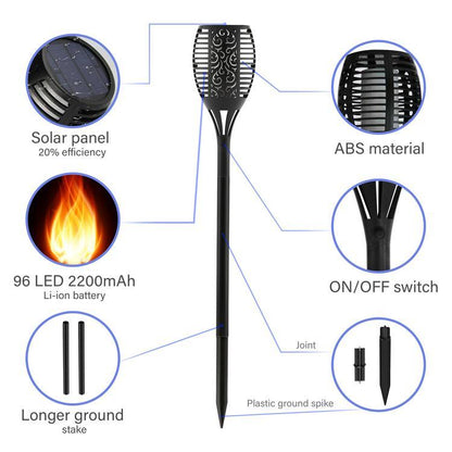 96 LED Solar Flickering Flame Torch Stake Lights