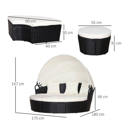 Five-Piece Rattan Garden Bed