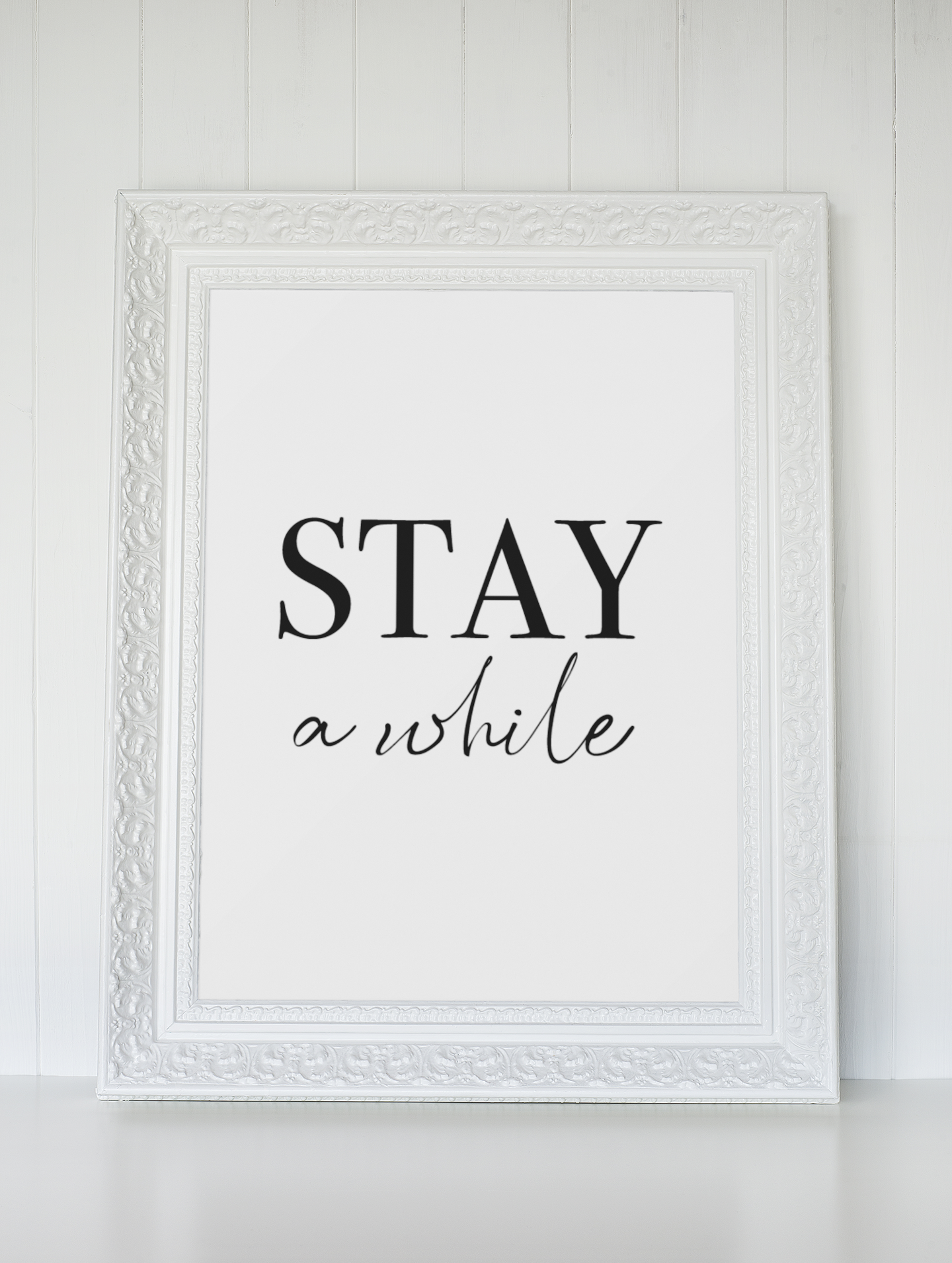 Stay A While Bedroom Guest Room Wall Decor Print