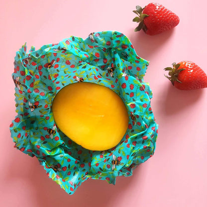 *Set of 3 Handmade Beeswax Wraps | Bees & Cherries