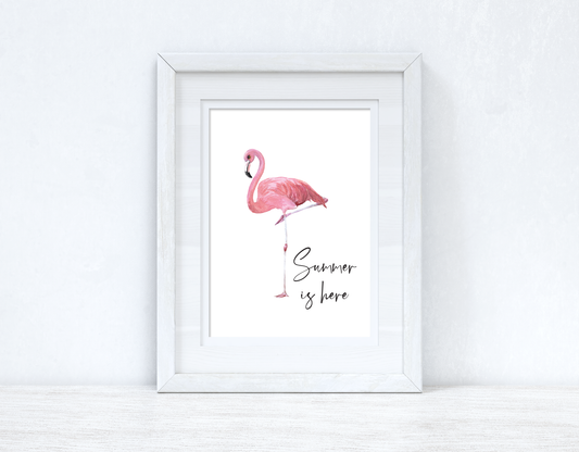 Summer Is Here Flamingo Summer Seasonal Wall Home Decor Print