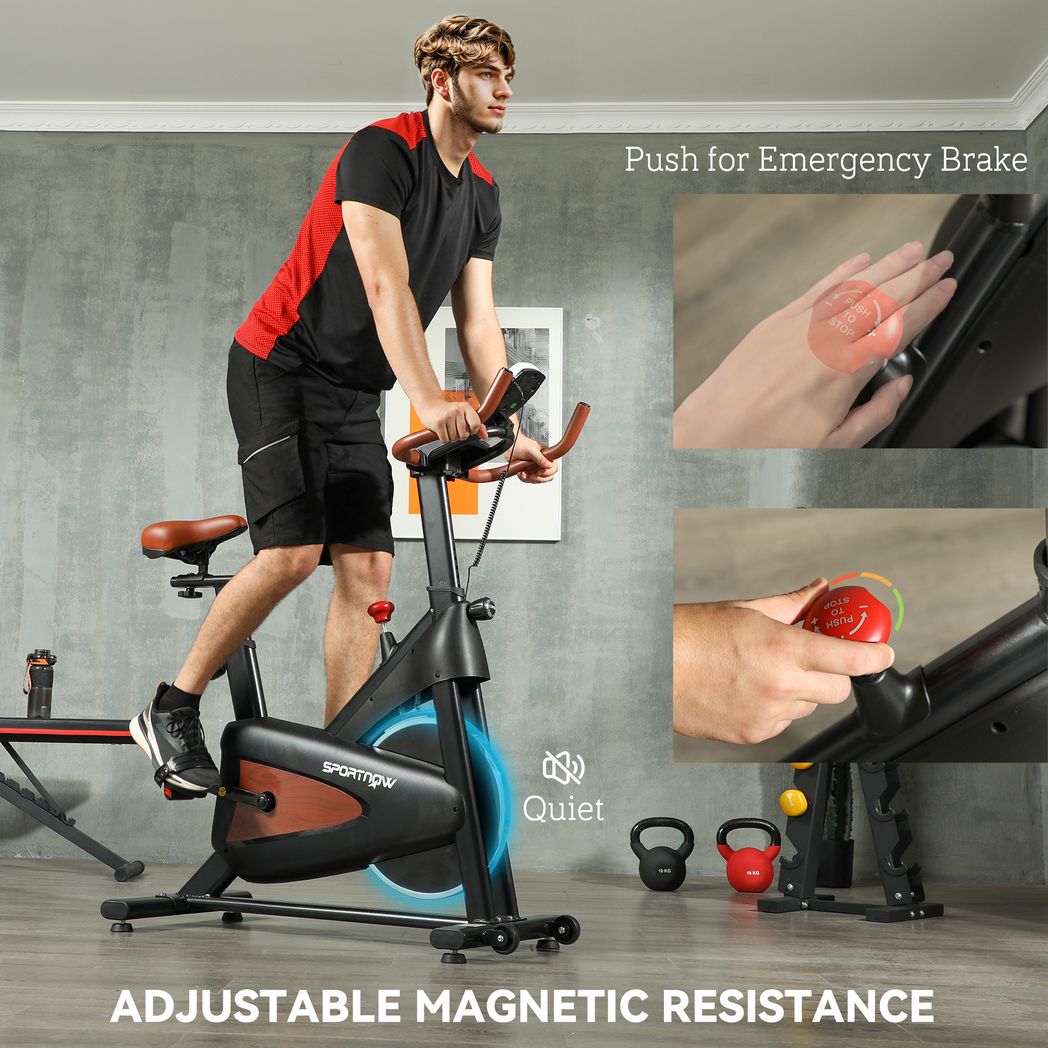 SPORTNOW Quiet Stationary Exercise Bike with Adjustable Seat