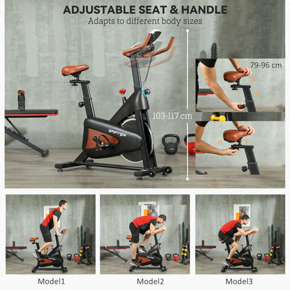 SPORTNOW Quiet Stationary Exercise Bike with Adjustable Seat