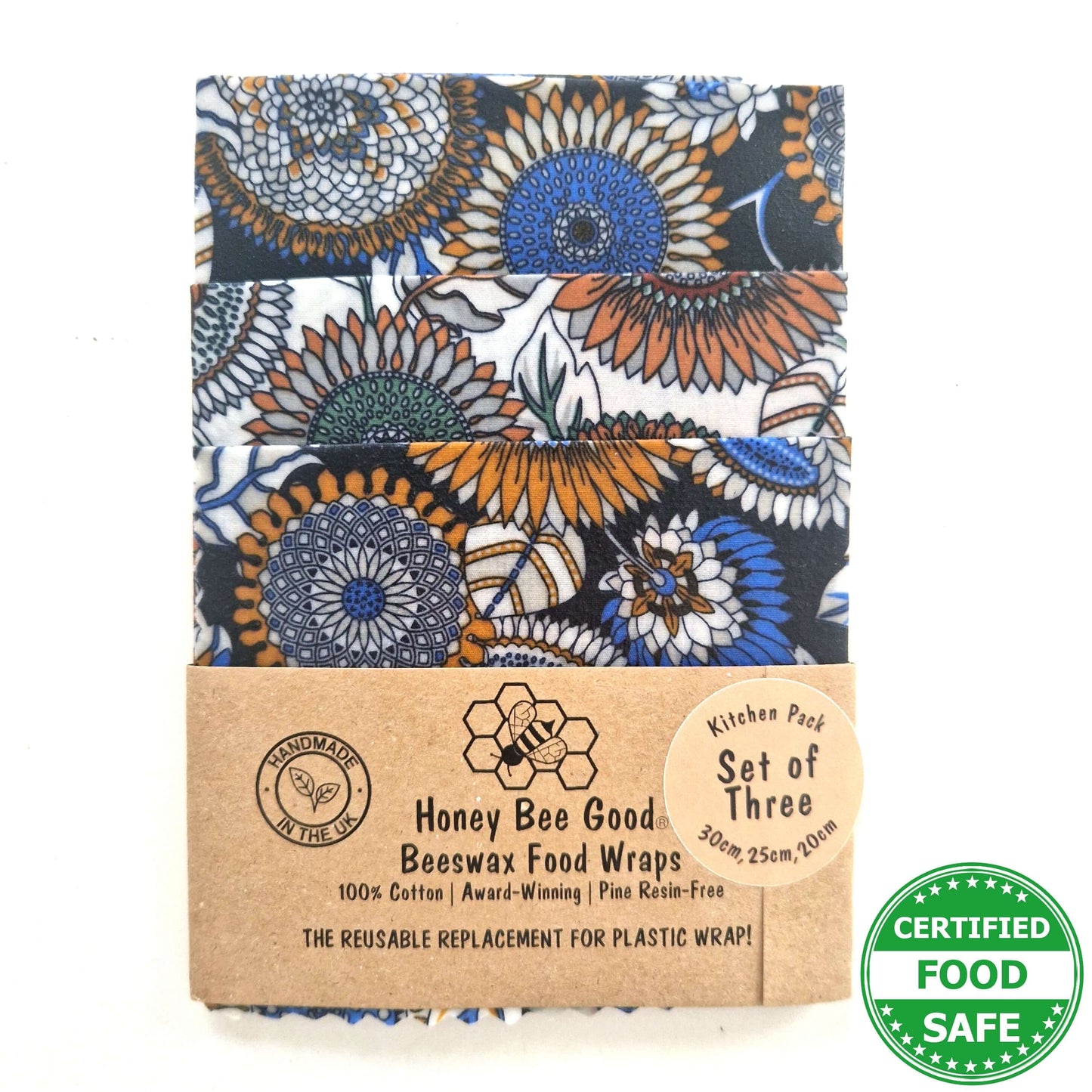 *Set of 3 Handmade Beeswax Wraps | Sunflowers
