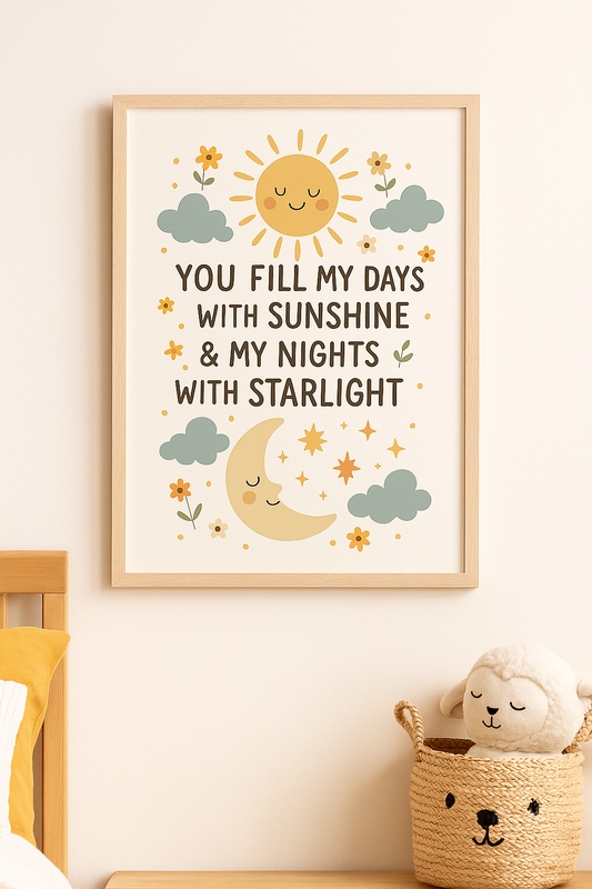 Sunshine & Starlight – Quote Wall Art for Baby’s Room or Nursery