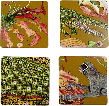 Flame Lily Swamp Coasters, Blue or Orange