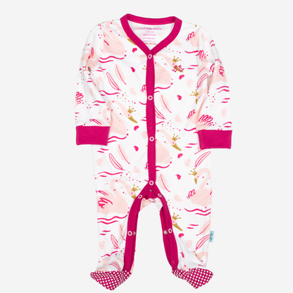 Swan Princess Pink Girls Sleep Suit & 2 Piece Vest Set