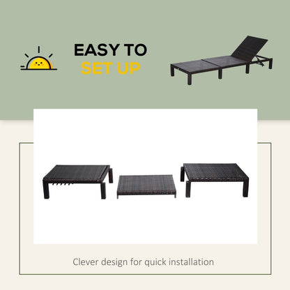 PE Rattan Sun Lounger with Soft Padded Cushion