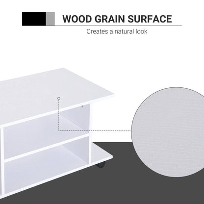 Modern TV Cabinet Stand Storage Shelves Table Mobile Bedroom Furniture Bookshelf Bookcase White New
