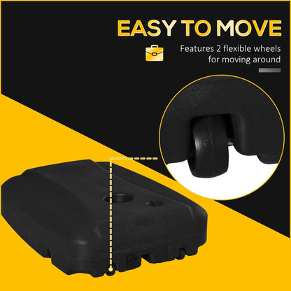 Outsunny 7.5Kg Square Parasol Base Portable Umbrella Stand Weights For Cantilever Banana Parasol With Wheels