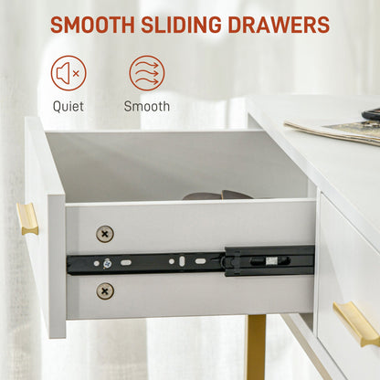 HOMCOM Makeup Vanity Desk Set with Lighting Mirror, Stool, Drawers, White