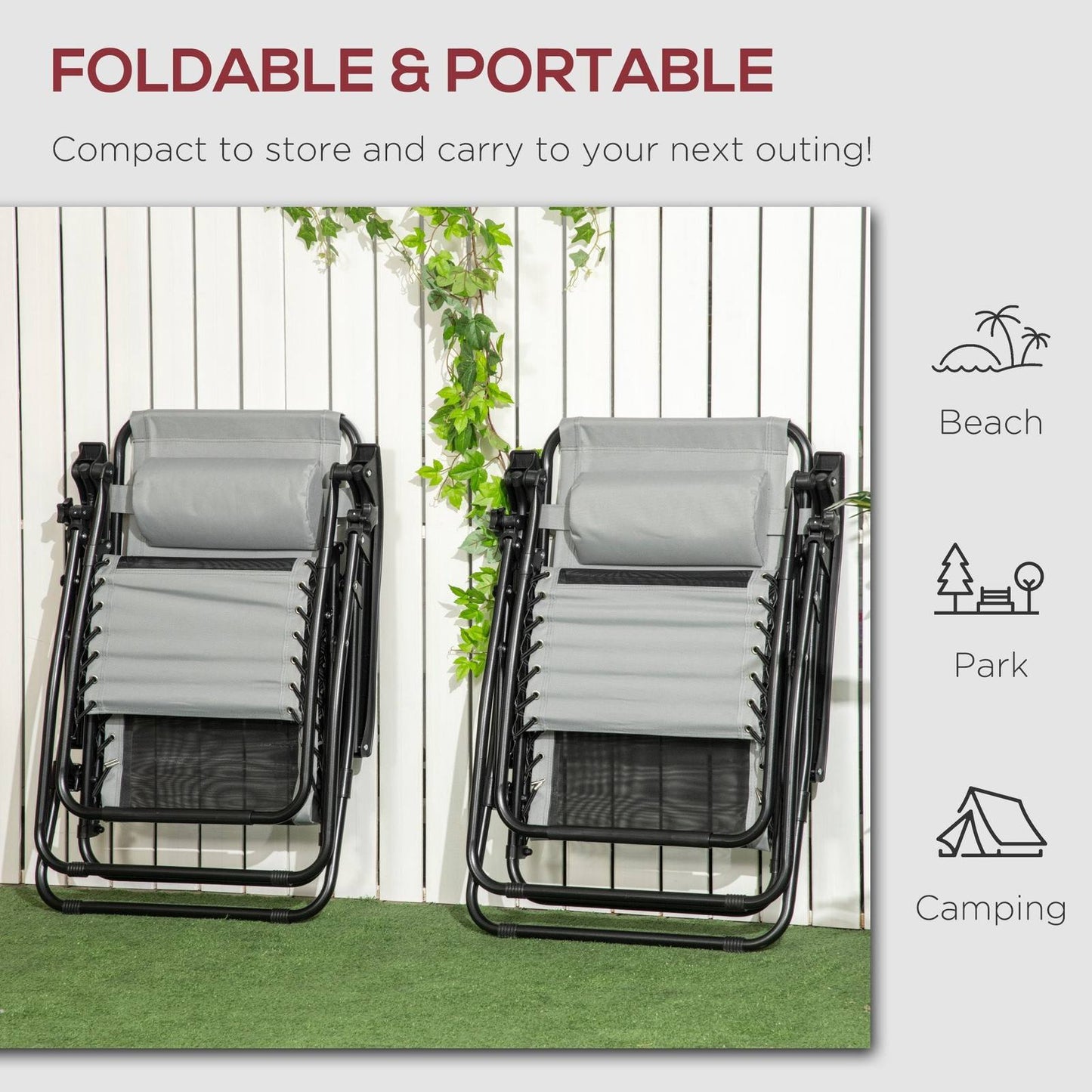 Garden Recliner Chairs Set of 2