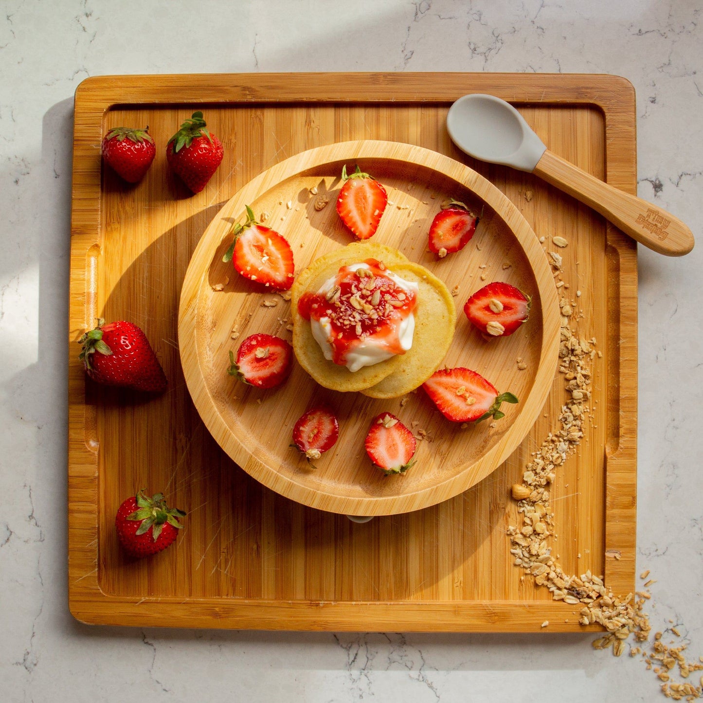 Round Open Bamboo Suction Plate