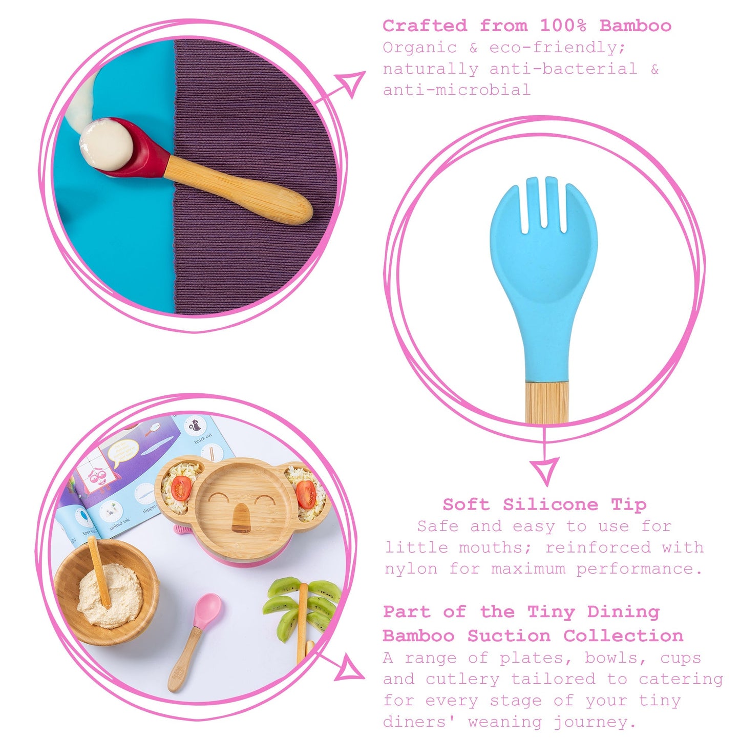 Bamboo Baby Weaning Fork with Silicone Tip
