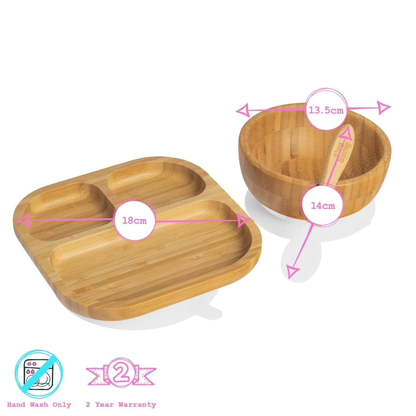 Square Divider Bamboo Suction Dinner Set
