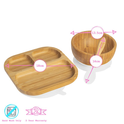 Square Divider Bamboo Suction Dinner Set