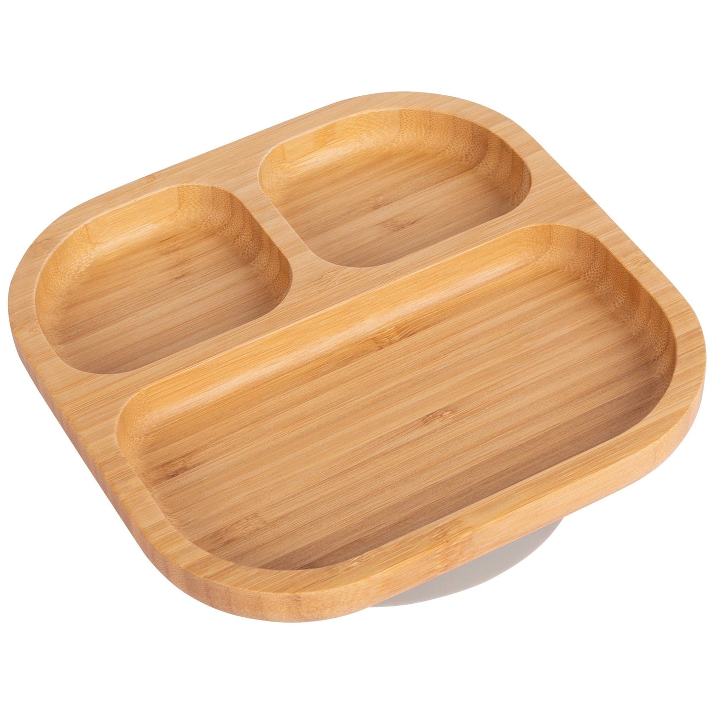 Square Divider Bamboo Suction Plate
