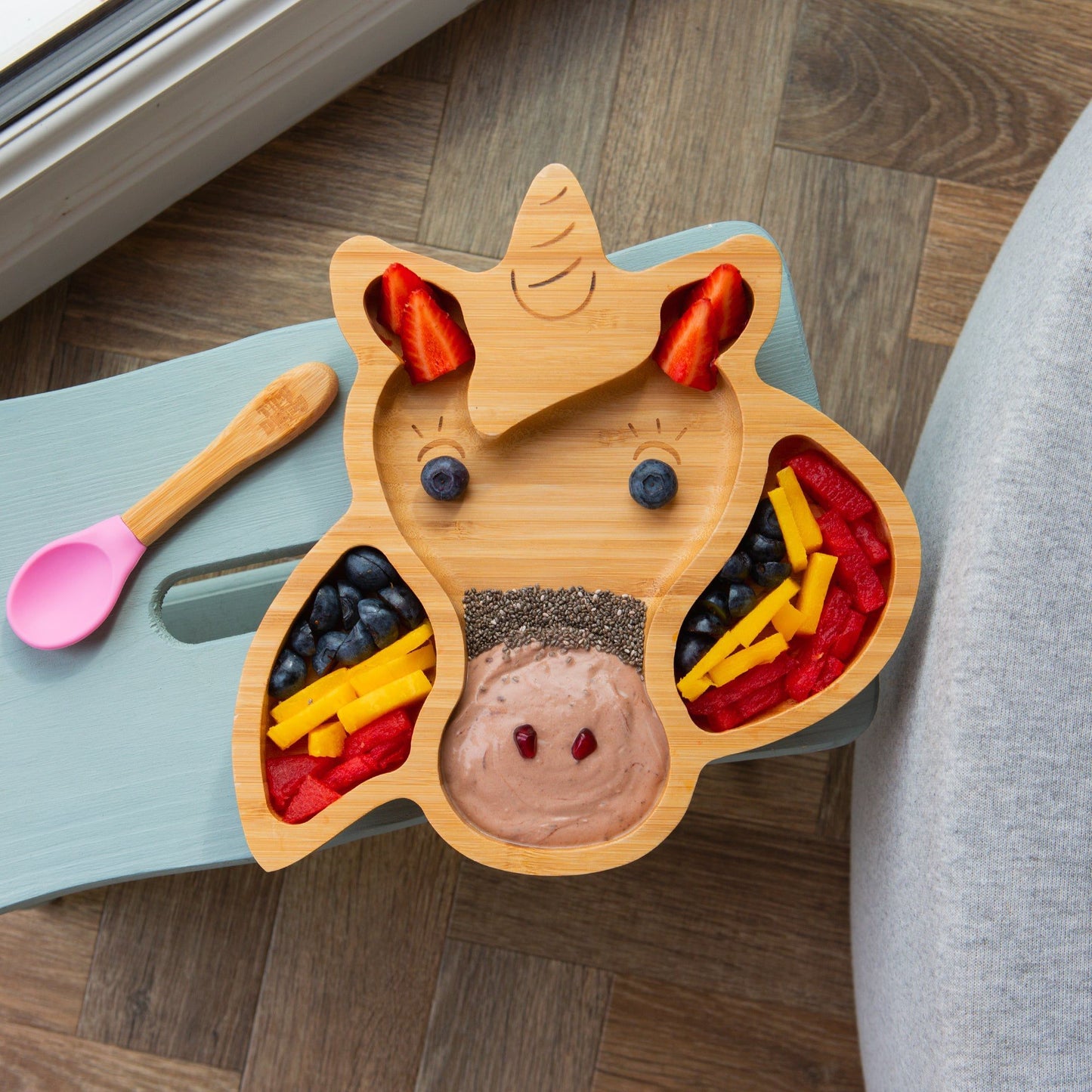Bella The Unicorn Bamboo Suction Plate