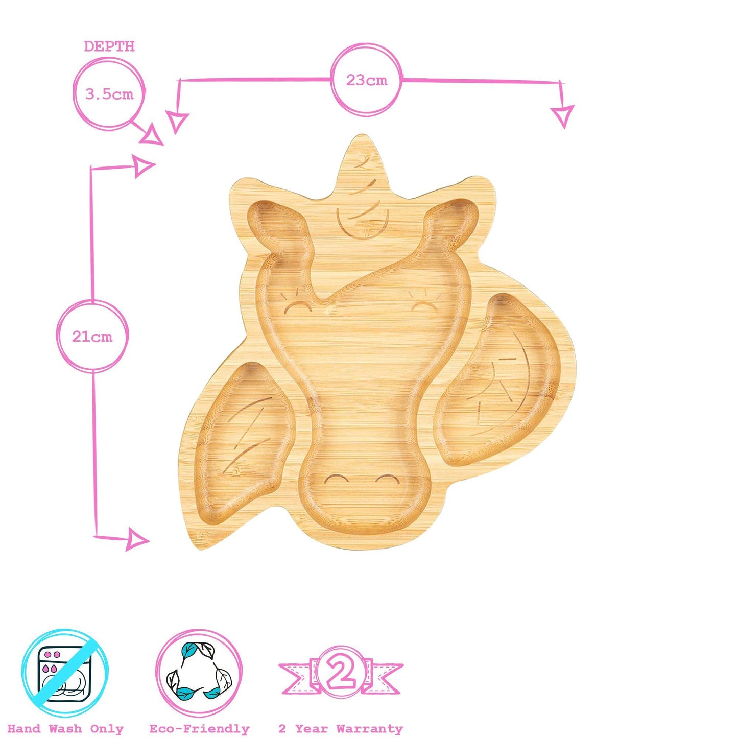 Bella The Unicorn Bamboo Suction Plate
