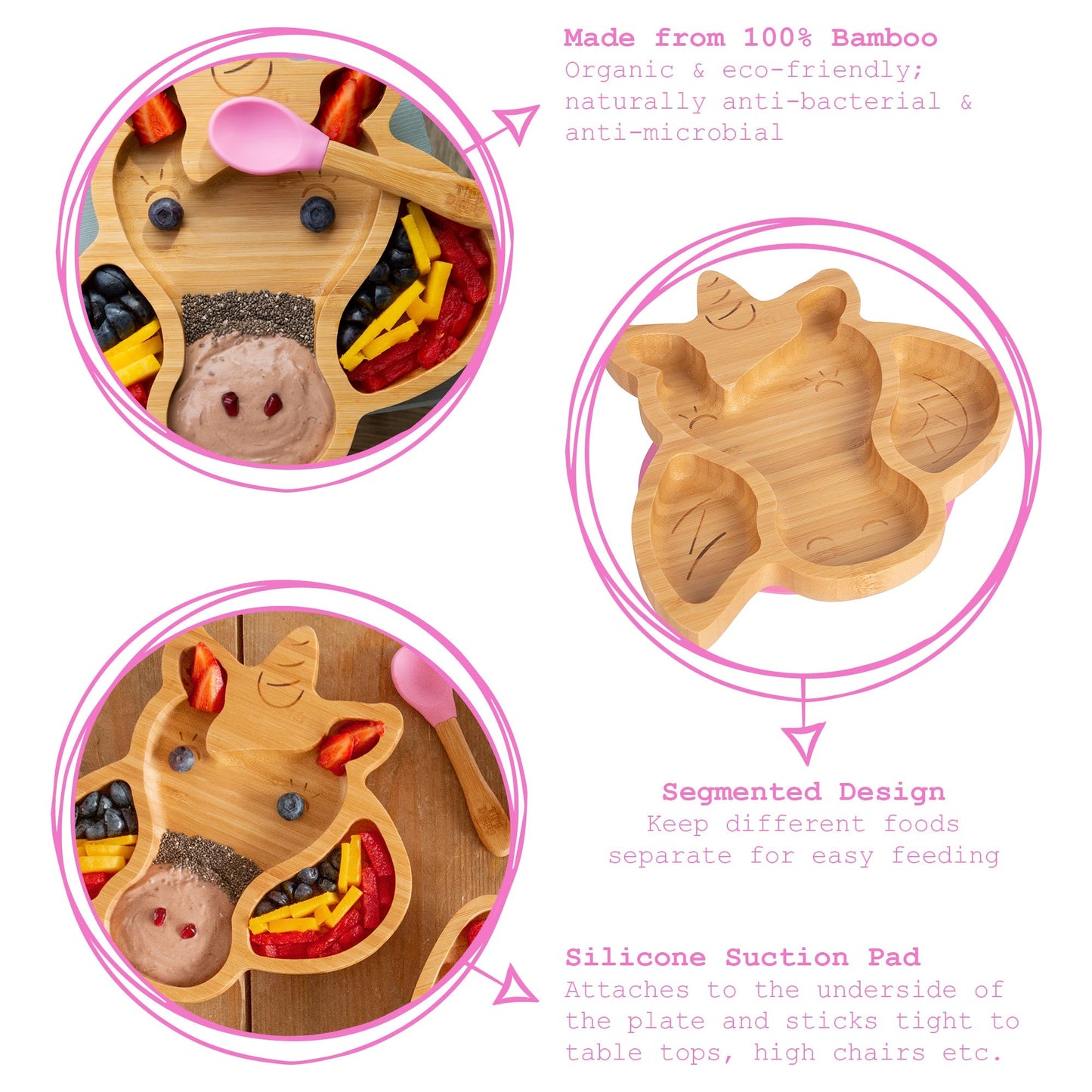 Bella The Unicorn Bamboo Suction Dinner Set