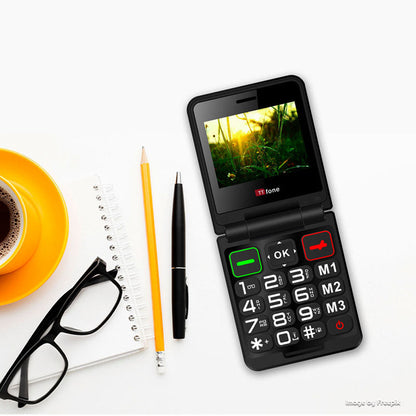 TTfone TT660 Flip Big Button Mobile with EE SIM, USB C Dock Charger