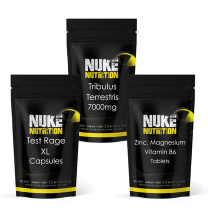Testosterone Support Bundle Stack - Test Rage XL, Tribulus, Zinc Magnesium & Vitamin B6 x 180