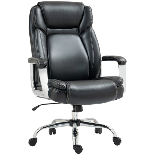 HOMCOM Faux Leather Desk Chair with Adjustable Height, 227kg 500LBS, Black