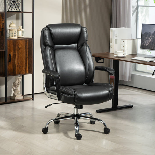 HOMCOM Faux Leather Desk Chair with Adjustable Height, 227kg 500LBS, Black