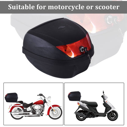 28L Motorcycle Tail box Helmet Top Case Motorbike Luggage Storage Trunk Carrier Mount Rack With 2 Keys