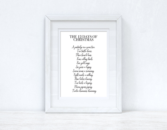 The 12 Days Christmas Seasonal Wall Home Decor Print