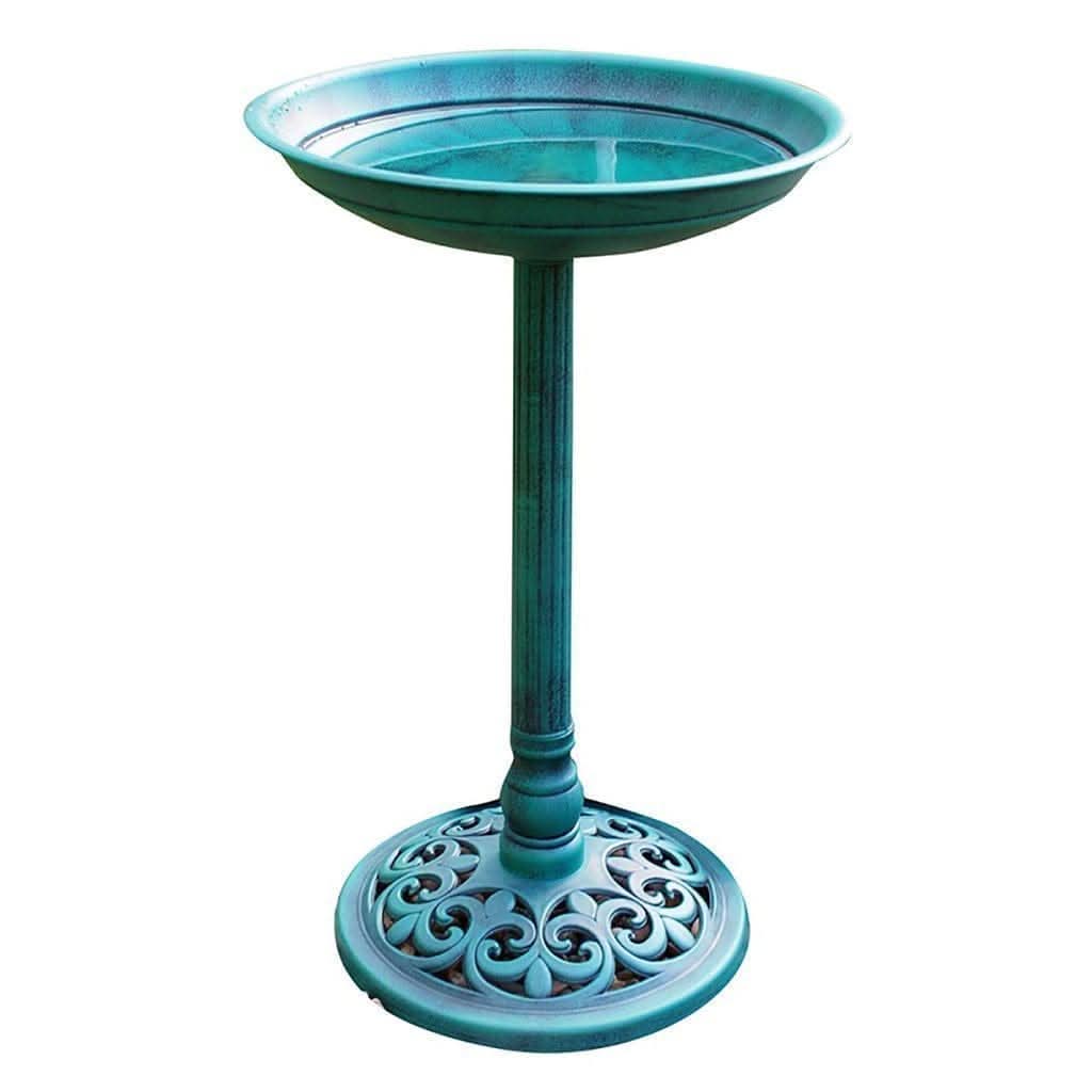 Traditional Freestanding Bird Bath Tall Weatherproof Resin Garden Ornament