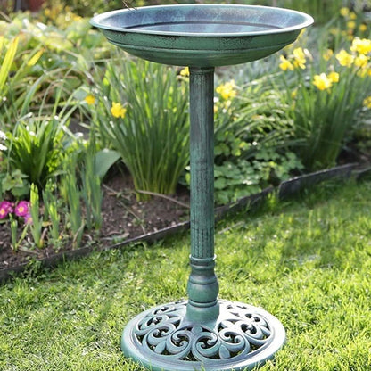 Traditional Freestanding Bird Bath Tall Weatherproof Resin Garden Ornament