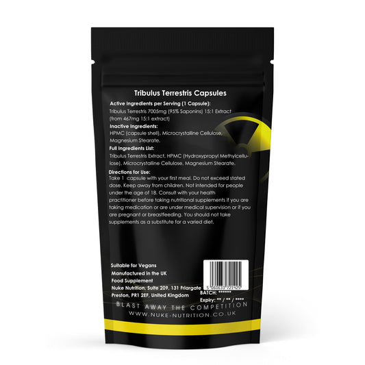 Tribulus Terrestris Capsules 7000mg 95% Saponins - Natural Extract + High Strength Testosterone Booster