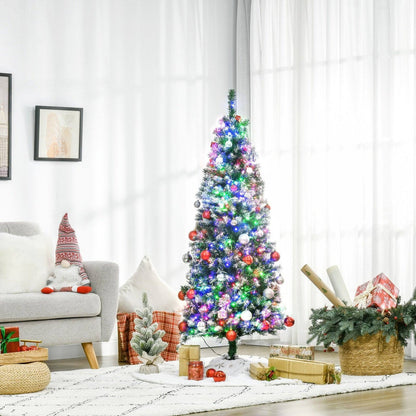 5FT Tall Prelit Pencil Slim Artificial Christmas Tree with Realistic Branches