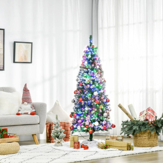 5FT Tall Prelit Pencil Slim Artificial Christmas Tree with Realistic Branches