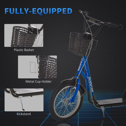Kids Scooter Adjustable With Inflatable Wheel Brake Basket Cupholder Mudguard