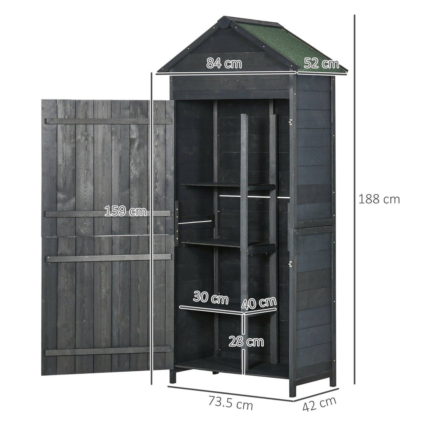 Rustica 188cm Barn Door Apex Garden Store Lockable Fir Wood Grey by Steadfast