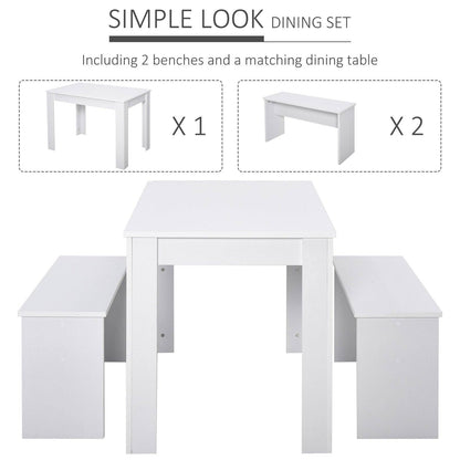 Kitchen Dining Table and 2 Benches Set